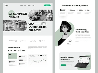 OSU - Coworking Dashboard Landing Page co working space coworking coworking space dashboard design landing landing page landingpage office space startup team work ui ui ux ui website uidesign uiux webdesign work working space