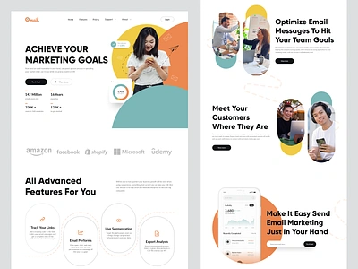 Omail - Landing Page Web content design email email marketing email newsletter emailmarketing landing page landingpage mailchimp newsletter template ui ui ux ui landing page ui web uidesign uiux web web design webdesign website