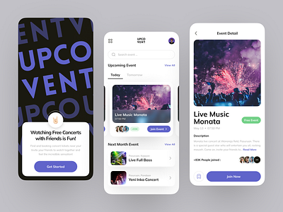 UPCOVENT - Events Concert Mobile App android android app concert concert music design event event app event concert event music ios ios app live concert live music mobile ui ui ux ui mobile ui trend uidesign uiux