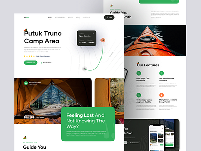 Hilink - Hiking App Landing Page adventure android app backpacker backpacking camp camping climbing design hiking ios landingpage outdoors track trails ui ui ux uidesign uiux webdesign