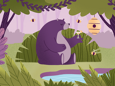 Summer illustration animal bear character cute design illustration procreate