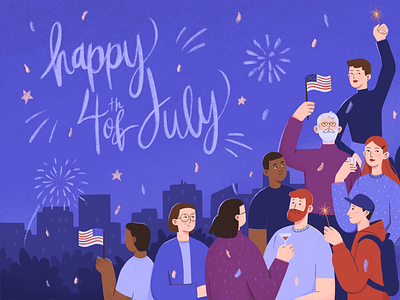 USA Independence Day illustration america character design flat illustration fourth of july illustration independence day postcard procreate usa