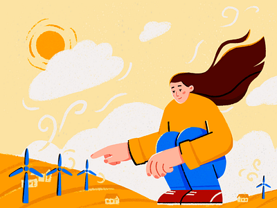 Wind energy illustration art character ecology girl human illustration wind energy