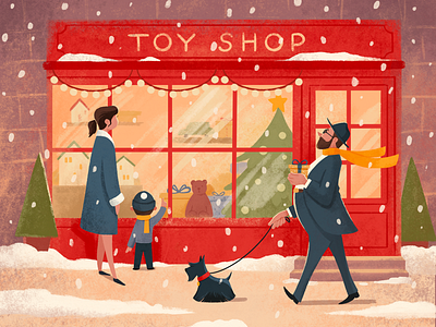 Toy shop illustration art character design christmas cozy illustration new year procreate shop winter