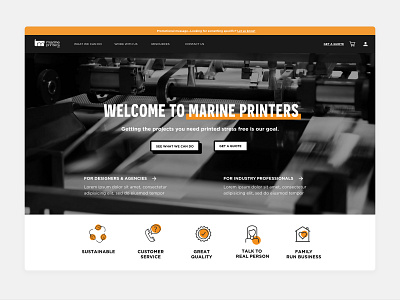 Print Shop Home Page design graphic design home page printer typography ui ux