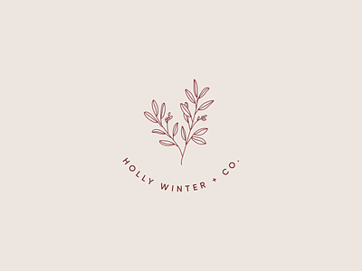 Holly Winter + Co. Logo branding christmas feminine logo floral logo minimal design red winter
