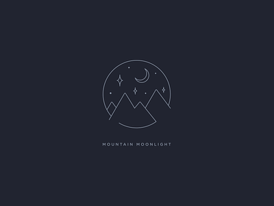 Mountain Moonlight badge logo branding circle logo illustration logo minimal nature star