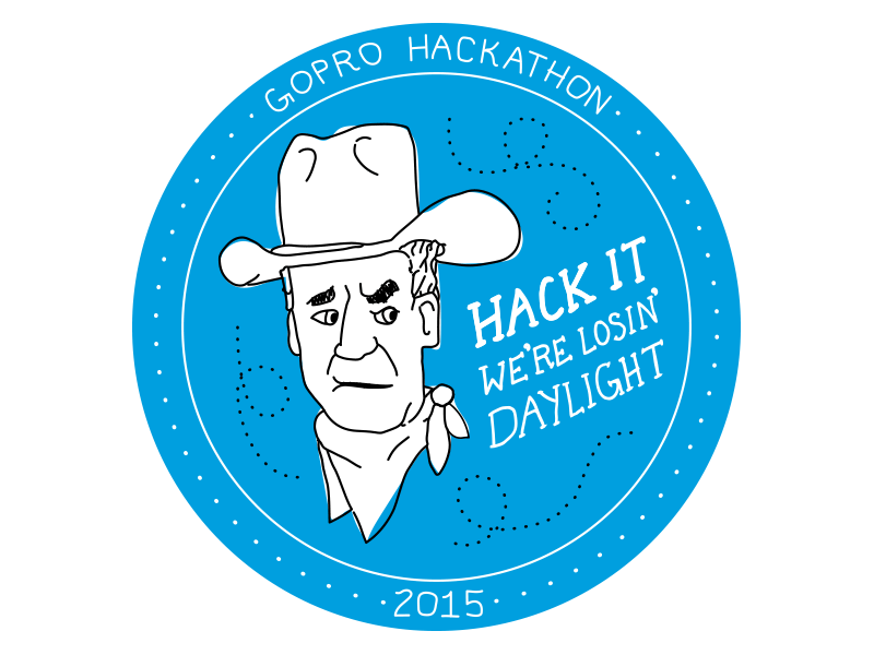 GoPro Hackathon Badge branding gopro hackathon illustration john wayne logo