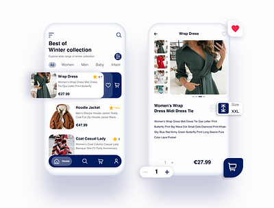 Shopping application app application case study cloths collection design discount graphic design illustration interaction design interactive shopping store typography ux vector winter