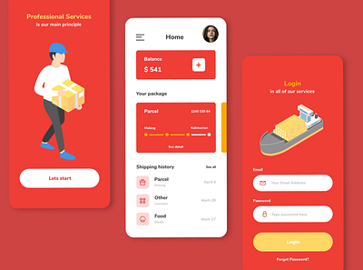 Shipping App Concept app branding design flat illustration ui web website