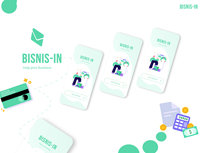 Bisnis-in App - help your business branding design flat illustration logo web website