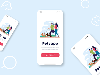 Petyapp - Adoption pet app branding design flat illustration logo ui vector web website