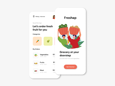 Freshap - Provide fresh fruit and vegetables 3d animation app branding design flat graphic design illustration logo motion graphics ui vector web website