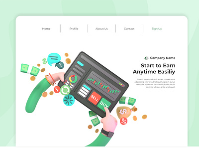Online Business Cryptocurrency Landing Page 3d business cryptocurrency design flat illustration landing online page ui vector