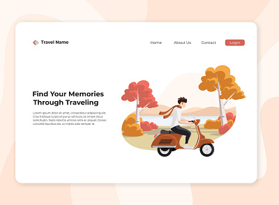 Online Travel Business Landing Page autumn design flat illustration landing page ui vector