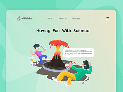 Sciendkids Landing Page chemist colorful design flat fun illustration kids landing page ui vector