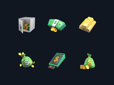 3d Finance Icons 3d buy design finance gold green icon icons illustration landing money page sale sell ui ux
