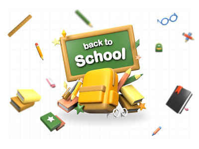 Back to School 3d back to school design graphic design holiday icon icons illustration landing pack page school ui