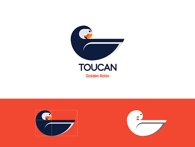 Golden Ratio Logo - Toucan blue branding design elegant goldenratio illustration logo orange toucan toucan logo vector