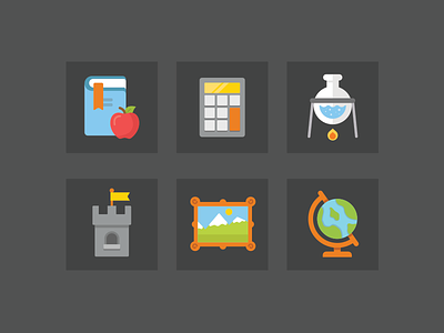 Subject Icons art castle english geography history icon illustration maths science subject vector world