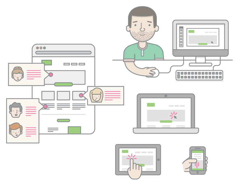 Using Invision invision character comment design illustration ipad mac iphone swipe touch click evernote