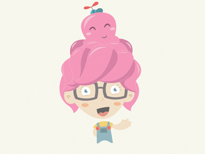 Me ... cute glasses hair hat illustration illustrator octopuss photoshop pink vector vicbell