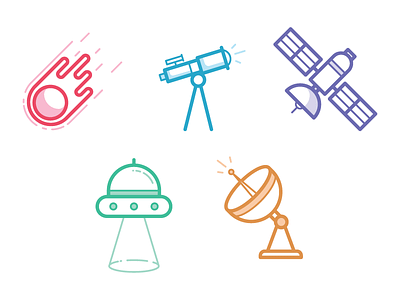 Spacey Space Icons comet craft icon illustration satellite ship space telescope
