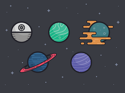 Planets death editorial icon illustration planet print solar space star system wars