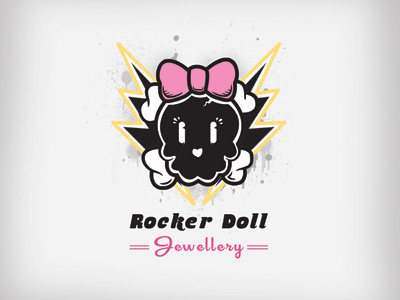 Rocker Doll Logo black bones bow doll graffiti illustration illustrator jewellery lightning logo photoshop rocker skull spray vector vicbell