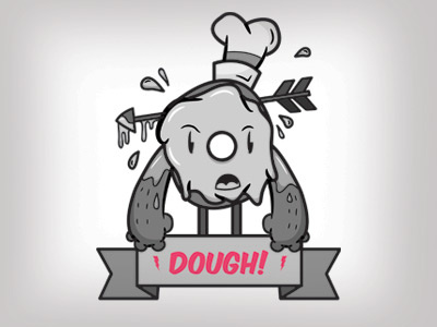 Dough Boy arrow banner black character donut dough frosting graffiti grey hat illustration illustrator photoshop pink shading vector
