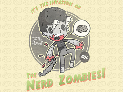 Zombie Wallet blood boreal brain coupon cutout distress green grey guts illustration illustrator invasion movie nerd old photoshop poster vector vicbell yellow zombie