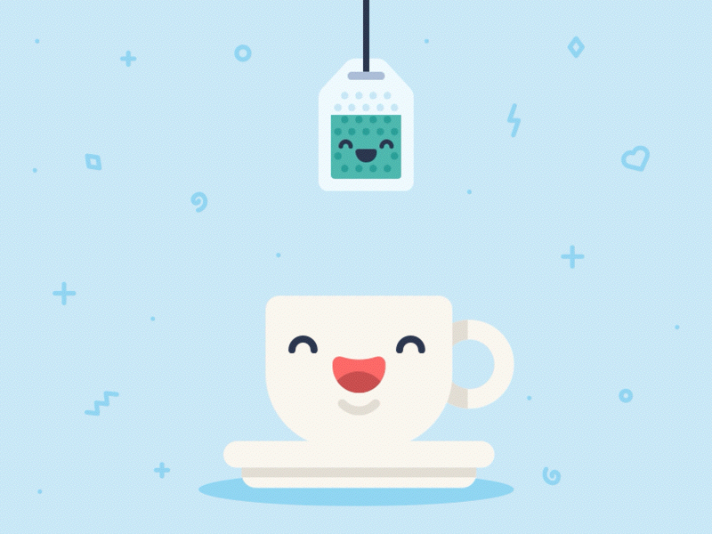 Tea Round animation bag face happy illustration principle round tea