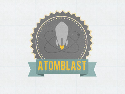 AtomBlast Experimental atom badge banner blast chemistry grey illustration illustrator logo photoshop rocket science space texture vector vicbell