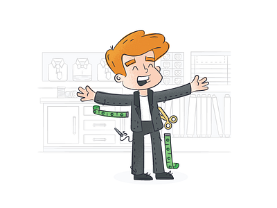 Money Tailor bank character cintiq compare illustration loan money savings texture