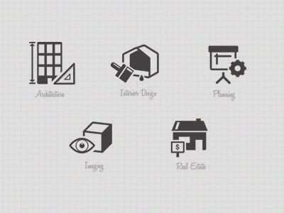 Architect Icons architect arrows box brush building cog design eye house icon icons interior paint photoshop planning ruler sign surveying vector vicbell