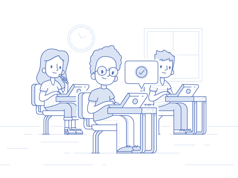 Classroom Working character class classroom college illustration laptop school study working