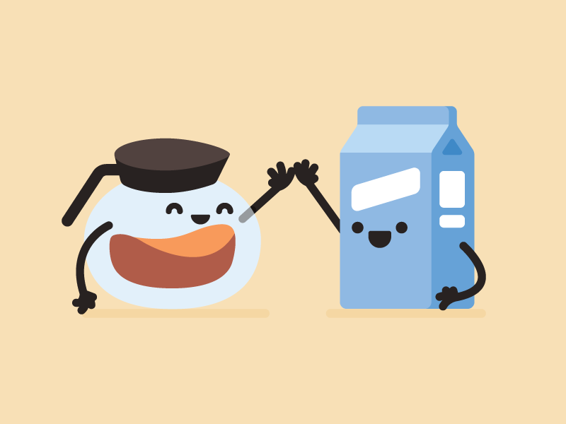 Morning Mates spot milk coffee happy fun illustration five high