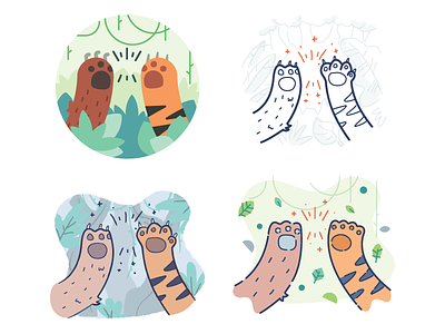 High Five Styling animal bear five fun high illustration jungle peer support tiger