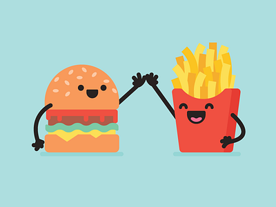 Fast Food burger fast food five food fries fun high high five icon illustration take out