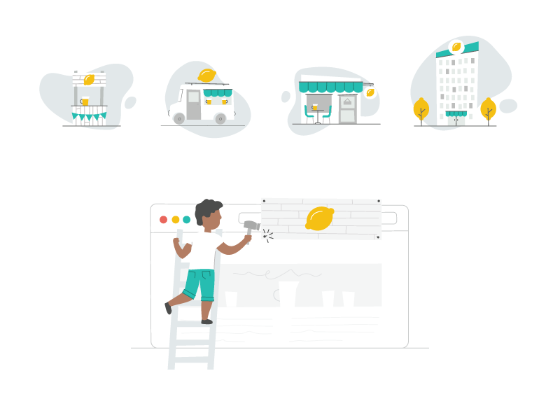 Small Business lemonade juice lemon user independent small spot icon business style illustration