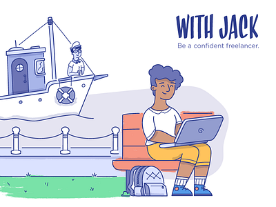 Be a Confident Freelancer brush illustration insurance texture with jack