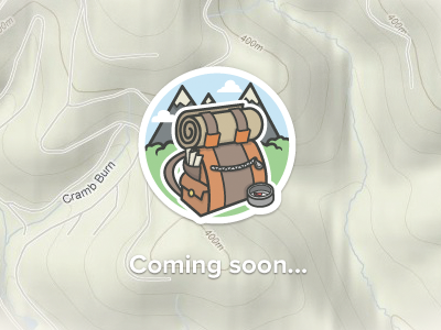 Great Outdoors Badge app badge bag coming compass great happiest icon illustration map mountain outdoors soon vector web