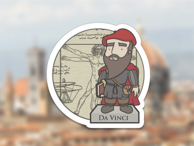 Da Vinci Badge app badge beard character da happiest hat icon illustration illustrator italy photoshop renaissance vector vicbell vinci web wisdom