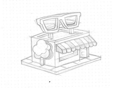 Shop Icon Sketch Progression concept development glasses idea illustration progression shade shop sketch store tree