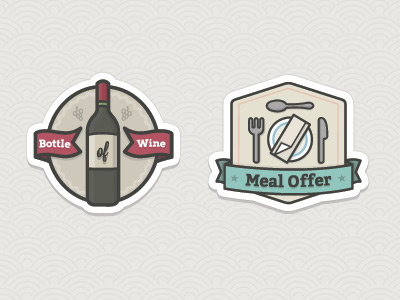 Rewards - Wine and Meal badge happiest icon illustration illustrator meal reward vector vicbell wine