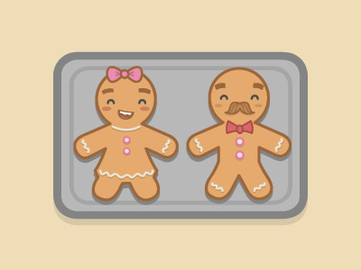 Gingerbread girl and boy biscuit boy gingerbread girl illustration illustrator sweet vector
