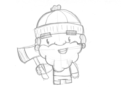 Diddy Woodsman Sketch axe beard character concept illustration sketch tree woodman