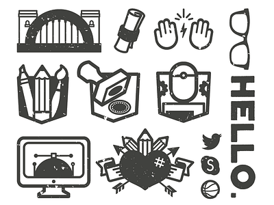 Icons and Badges badge bridge five glasses heart high icon illustration mac newcastle pencil tattoo vector