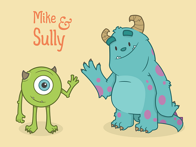 Mike And Sully character disney illustration inc mike monsters pixar sully university vector