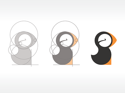 Puffin circle concept design editorial idea illustration logo mark measure print process puffin vector